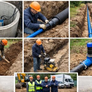 Монтаж трубы от колодца