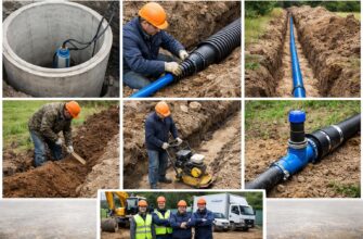 Монтаж трубы от колодца