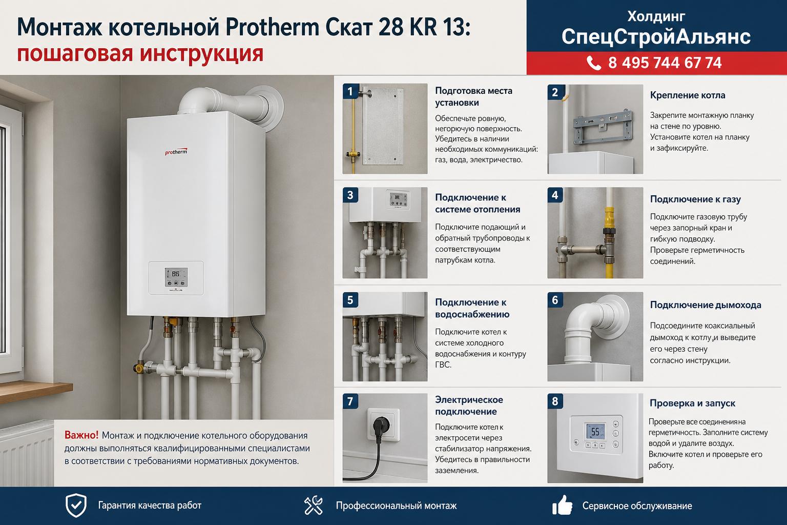 Монтаж котельной Protherm Скат 28 КR 13: пошаговая инструкция от компании Монтаж котельной Protherm Скат 28 КR 13: пошаговая инструкция от компании