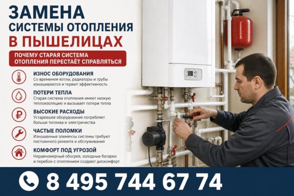 Замена системы отопления в Пышелицах