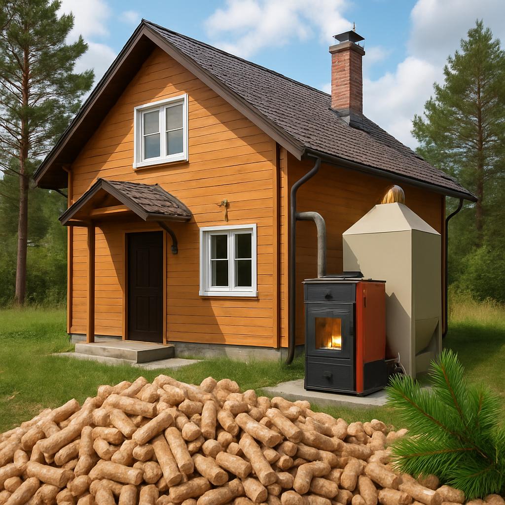 Отопление дома сосновыми опилками