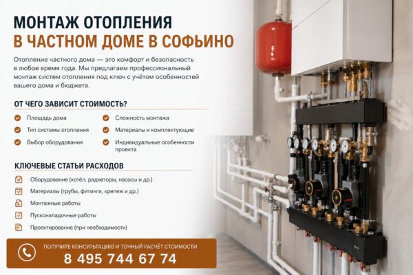 Стоимость монтажа отопления в частном доме в Софьино