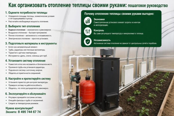 Как организовать отопление теплицы своими руками