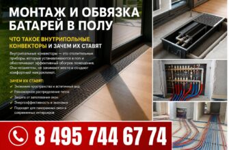 Монтаж и обвязка батарей в полу