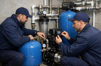Специалисты настраивают основное оборудование частного водоснабжения