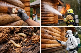 Обработка деревянного дома