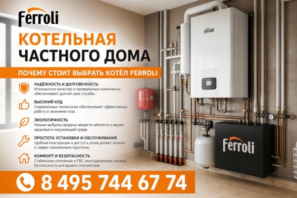 Котельная частного дома с котлом Ferroli