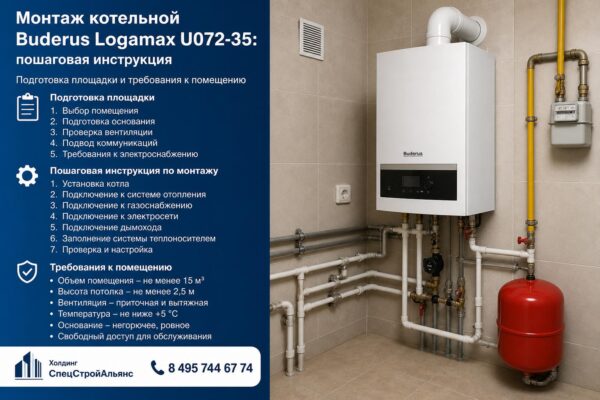 Монтаж котельной Buderus Logamax U072-35