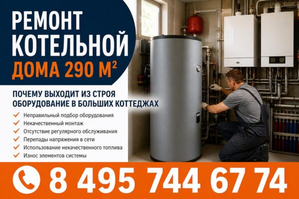 Ремонт котельной в загородном доме площадью 290 м²