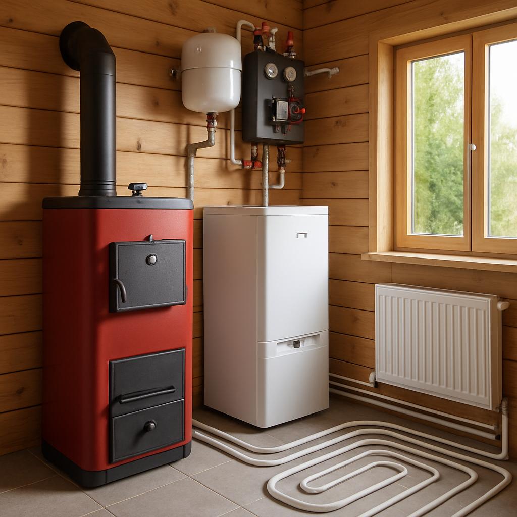 Комбинированное водяное отопление дачи