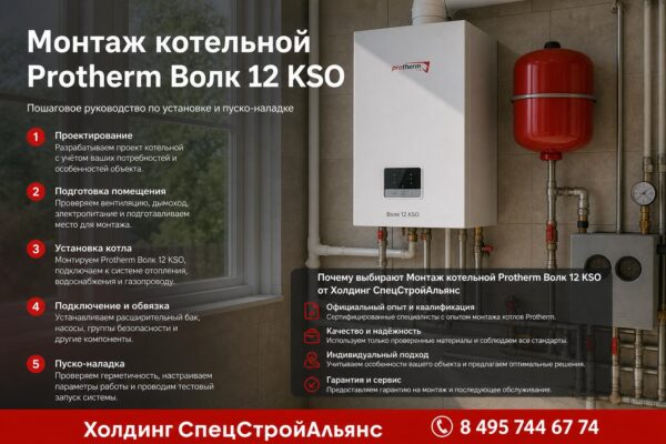 Монтаж котельной Protherm Волк 12 KSO