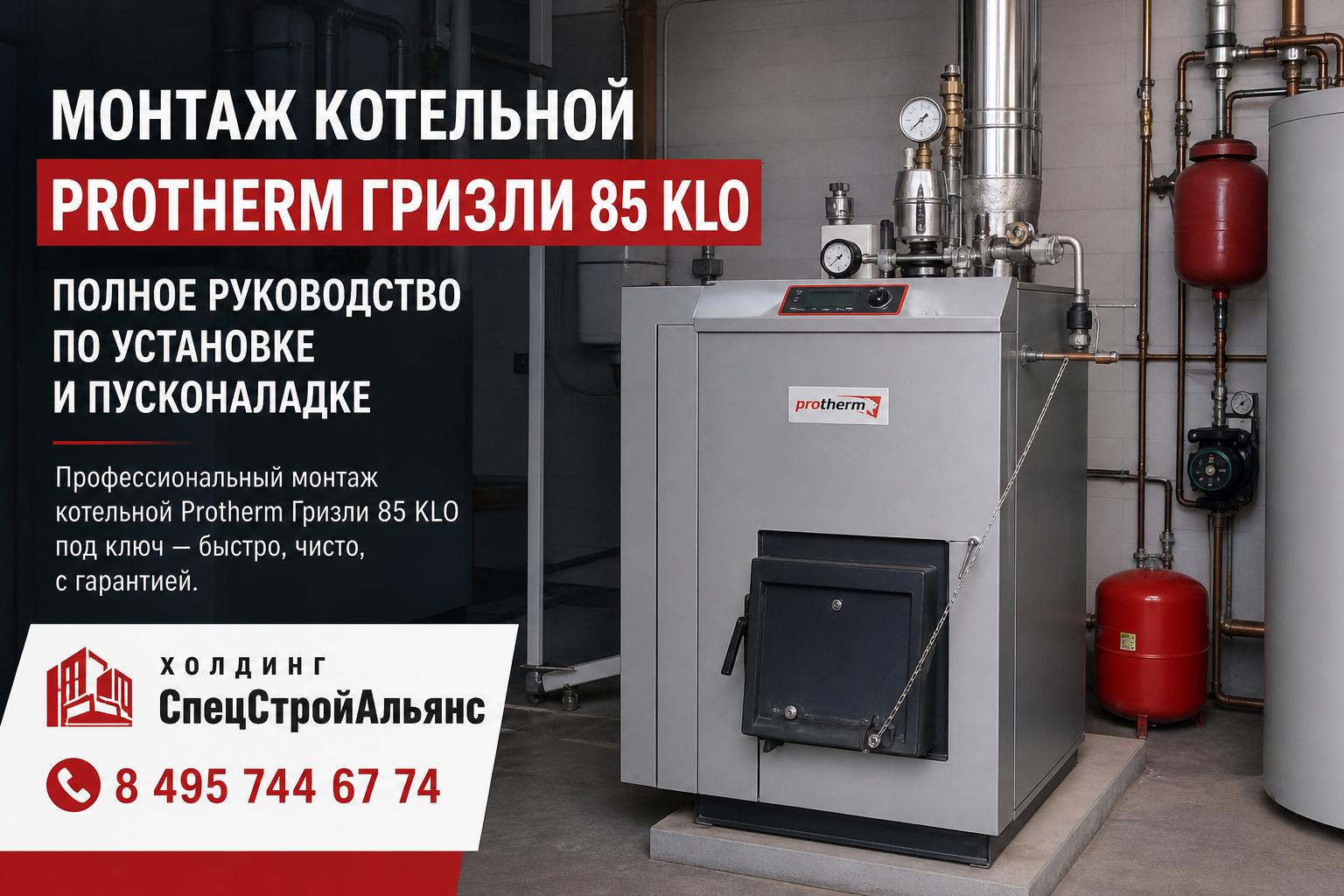 Профессиональный монтаж котельной Protherm Гризли 85 KLO под ключ — быстро, чисто, с гарантией Профессиональный монтаж котельной Protherm Гризли 85 KLO под ключ — быстро, чисто, с гарантией