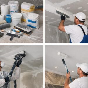 Малярные отделочные работы потолка