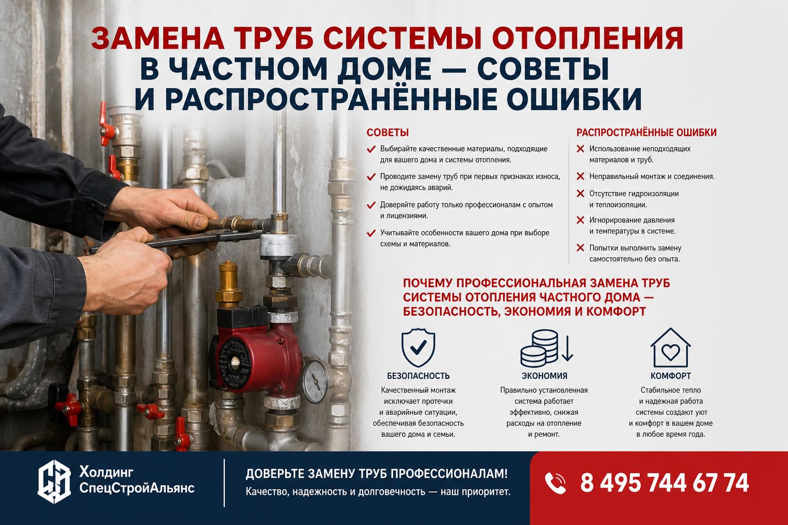 Почему профессиональная замена труб системы отопления частного дома — безопасность, экономия и комфорт Почему профессиональная замена труб системы отопления частного дома — безопасность, экономия и комфорт