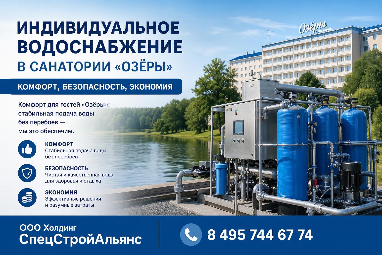 Комфорт для гостей «Озёры»: стабильная подача воды без перебоев — мы это обеспечим