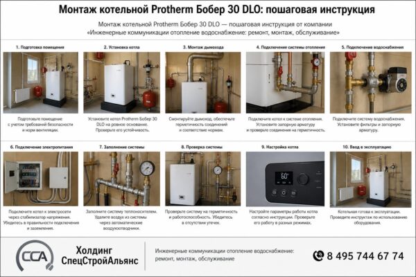 Монтаж котельной Protherm Бобер 30 DLO