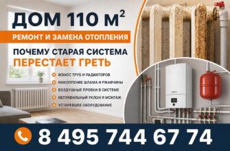Дом 110 м² Ремонт и замена отопления