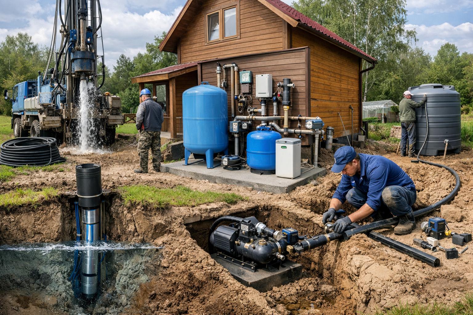 Услуги ООО Холдинг СпецСтройАльянс — полный спектр работ: Установка водоснабжения для дачи