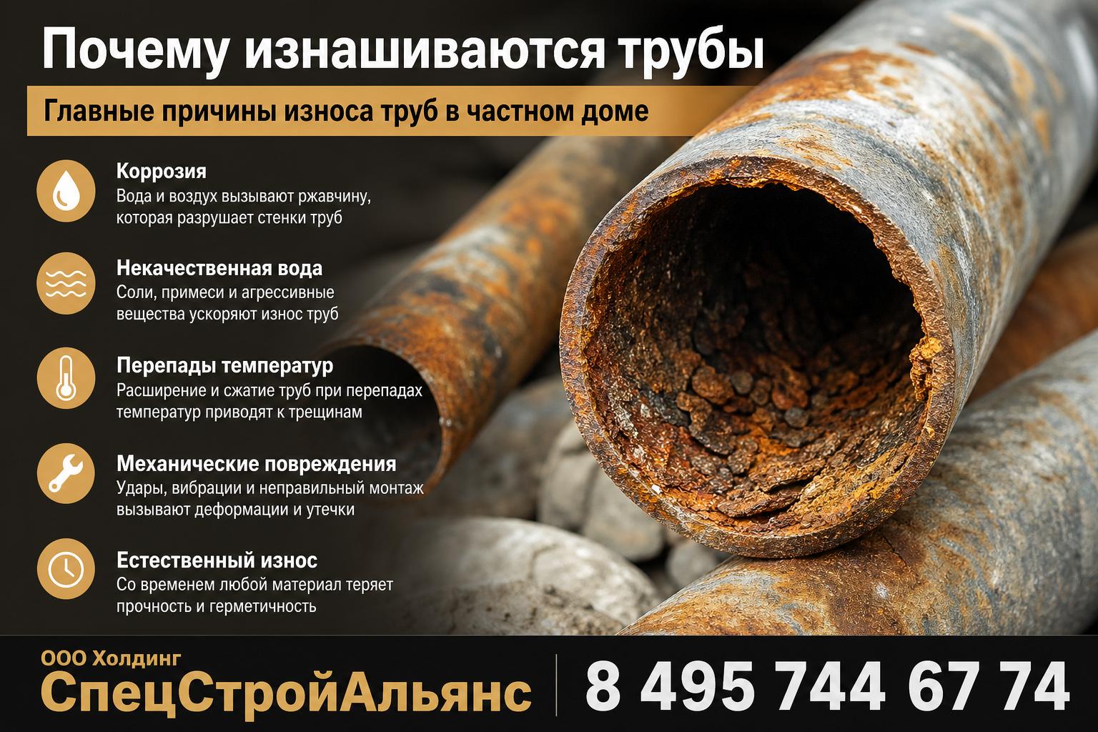 Главные причины износа труб в частном доме