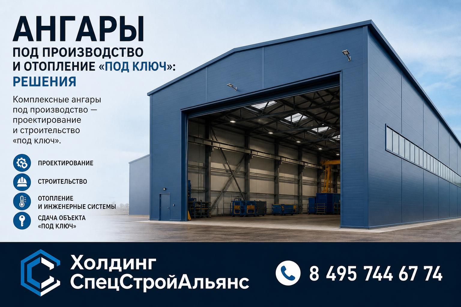 Комплексные ангары под производство — проектирование и строительство «под ключ»