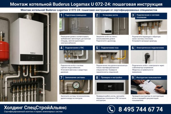 Монтаж котельной Buderus Logamax U 072-24