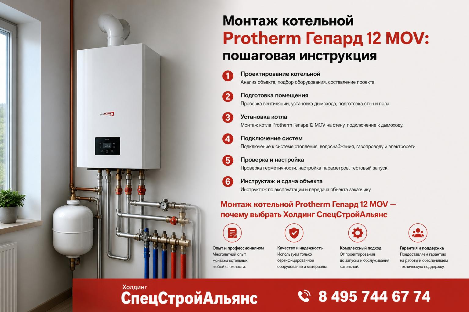 Монтаж котельной Protherm Гепард 12 MOV — почему выбрать Холдинг СпецСтройАльянс Монтаж котельной Protherm Гепард 12 MOV — почему выбрать Холдинг СпецСтройАльянс
