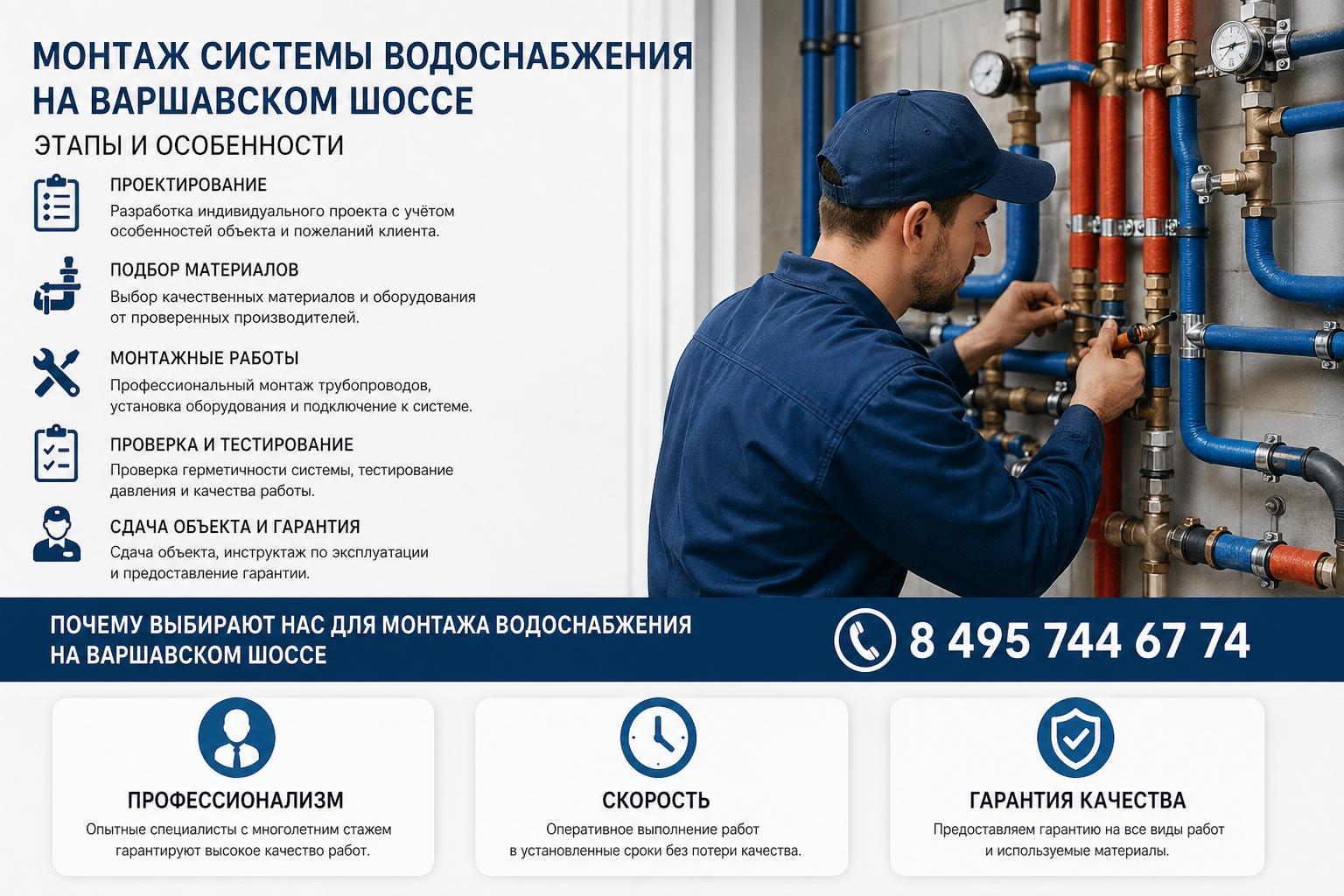 Почему выбрать нас для монтажа водоснабжения на Варшавском шоссе — профессионализм, скорость и гарантия качества