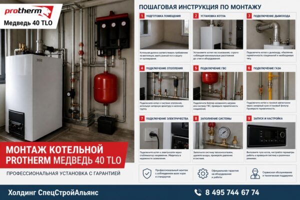 Монтаж котельной Protherm Медведь 40 TLO