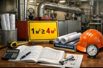 Сколько м² площади приходится на 1 м³ свободного объёма котельной?