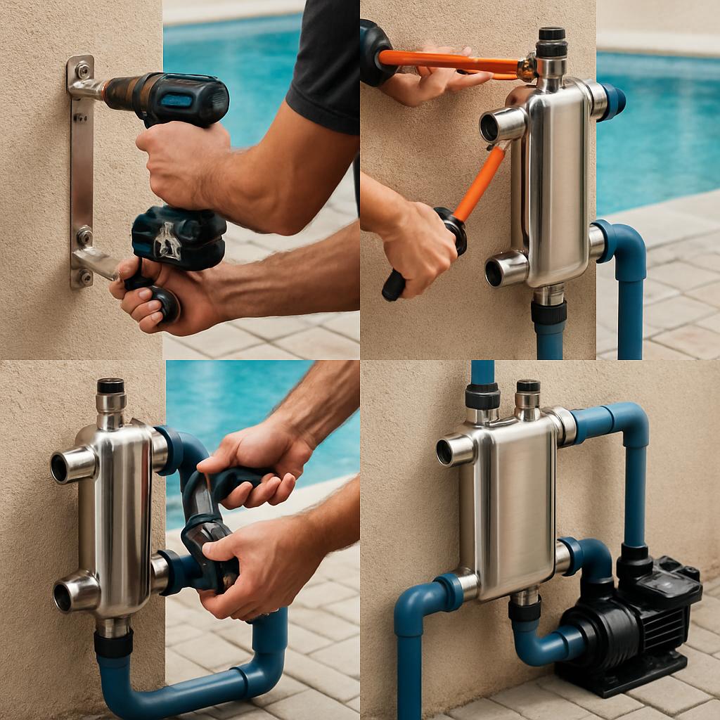 Монтаж теплообменника для бассейна