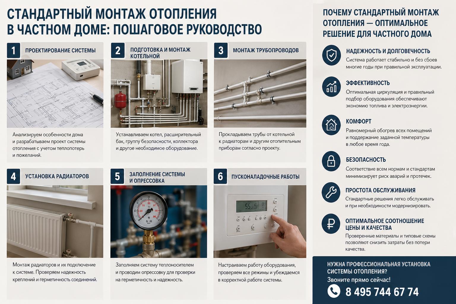 Почему стандартный монтаж отопления — оптимальное решение для частного дома