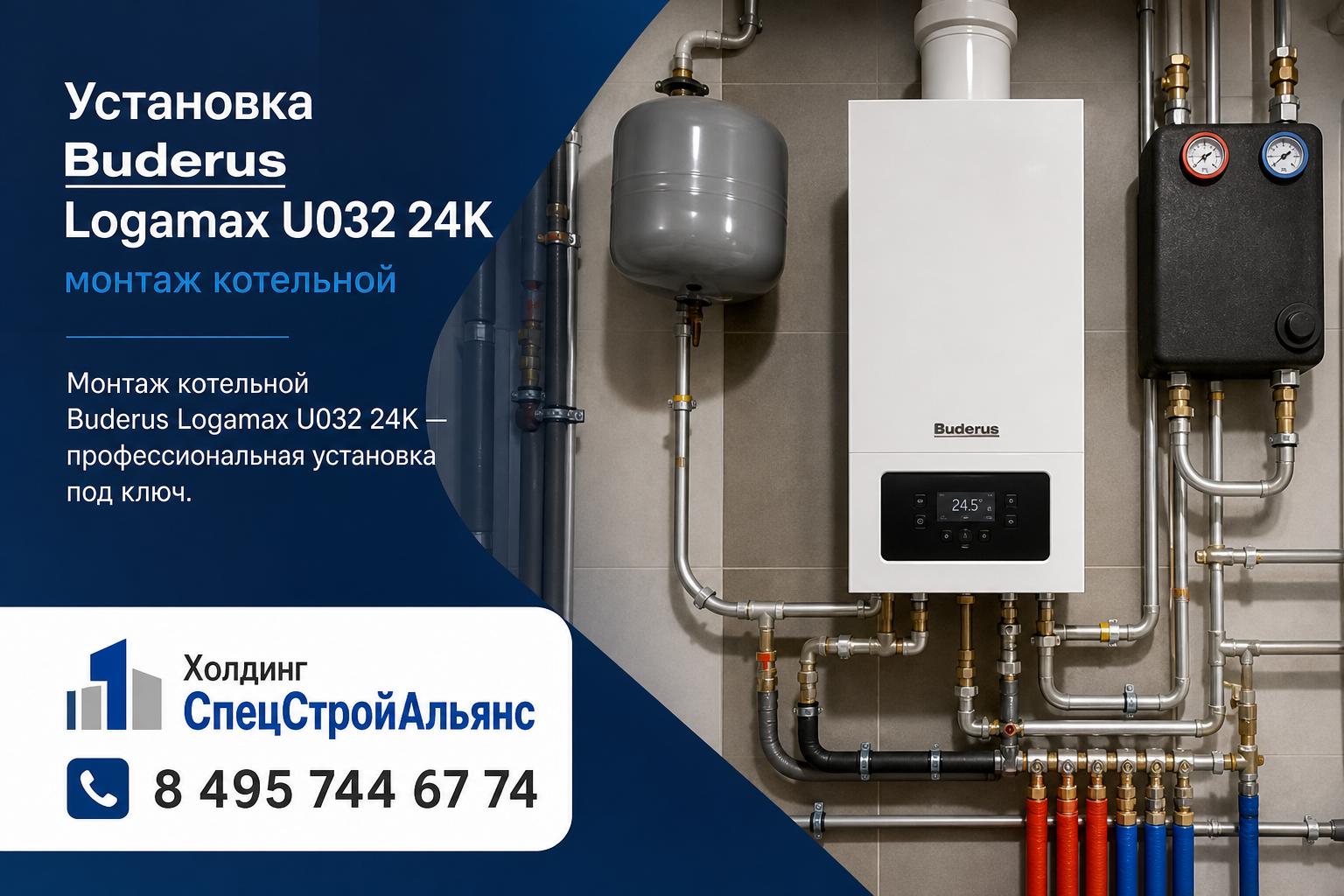Монтаж котельной Buderus Logamax U032 24K — профессиональная установка под ключ