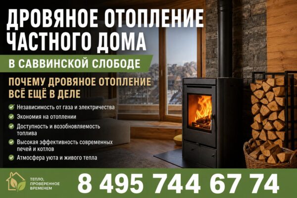 Дровяное отопление частного дома в Саввинской Слободе