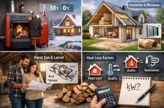 Площадь обогрева дровяным котлом