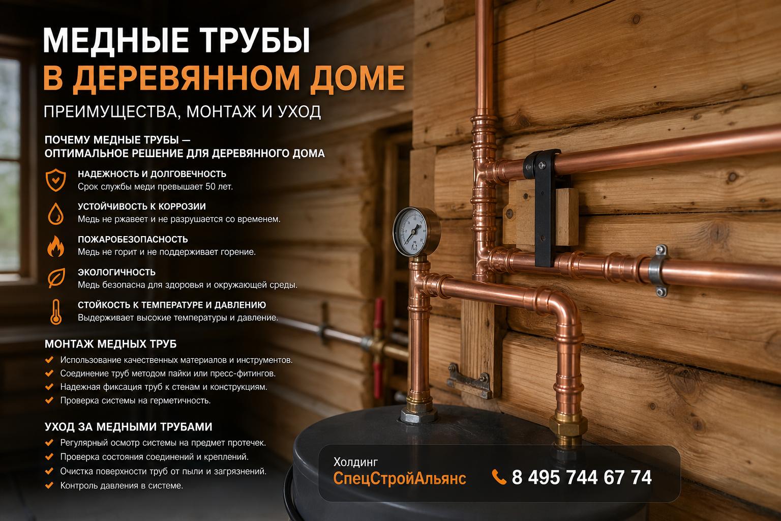 Почему медные трубы — оптимальное решение для деревянного дома Почему медные трубы — оптимальное решение для деревянного дома