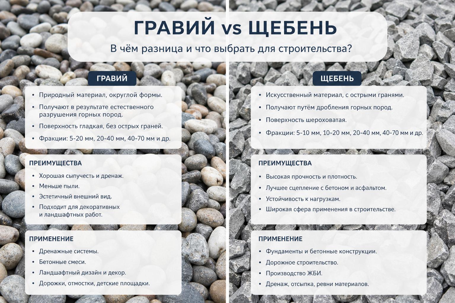 Ключевые различия между гравием и щебнем: что нужно знать перед выбором