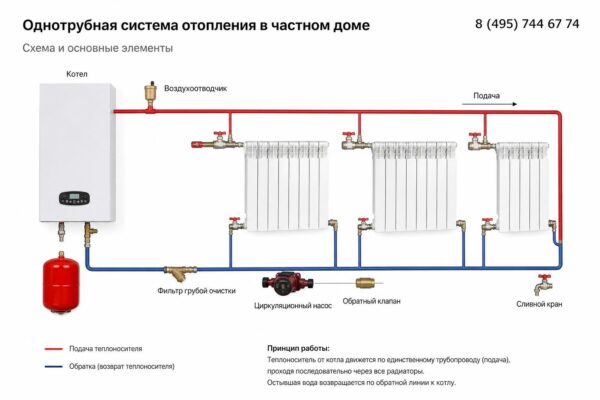 Однотрубная система отопления в частном доме: понятная схема, монтаж и опыт практической установки