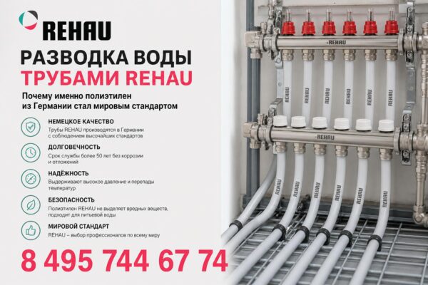 Разводка воды трубами Rehau