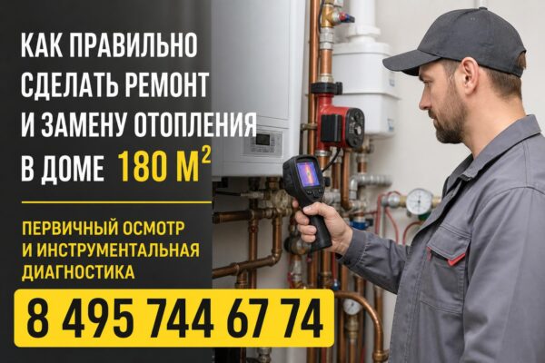 Ремонт, замена и модернизация отопления в загородном доме 180 кв. м