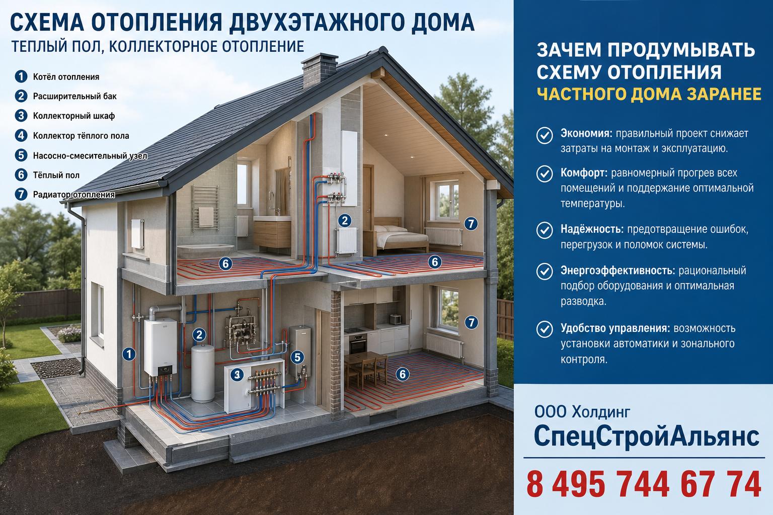 Зачем продумывать схему отопления частного дома заранее