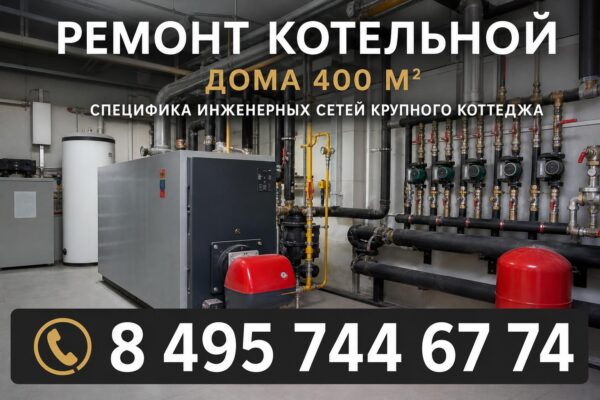 Капитальный ремонт котельной в загородном доме площадью 400 кв. м
