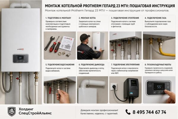 Монтаж котельной Protherm Гепард 23 MTV