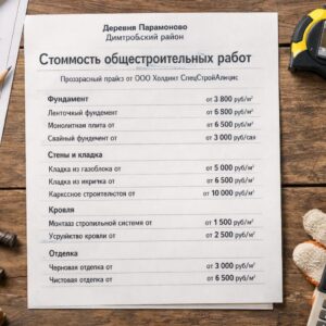 Стоимость общестроительных работ в Д. Парамоново (Дмитровский район)