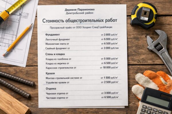 Стоимость общестроительных работ в Д. Парамоново (Дмитровский район)
