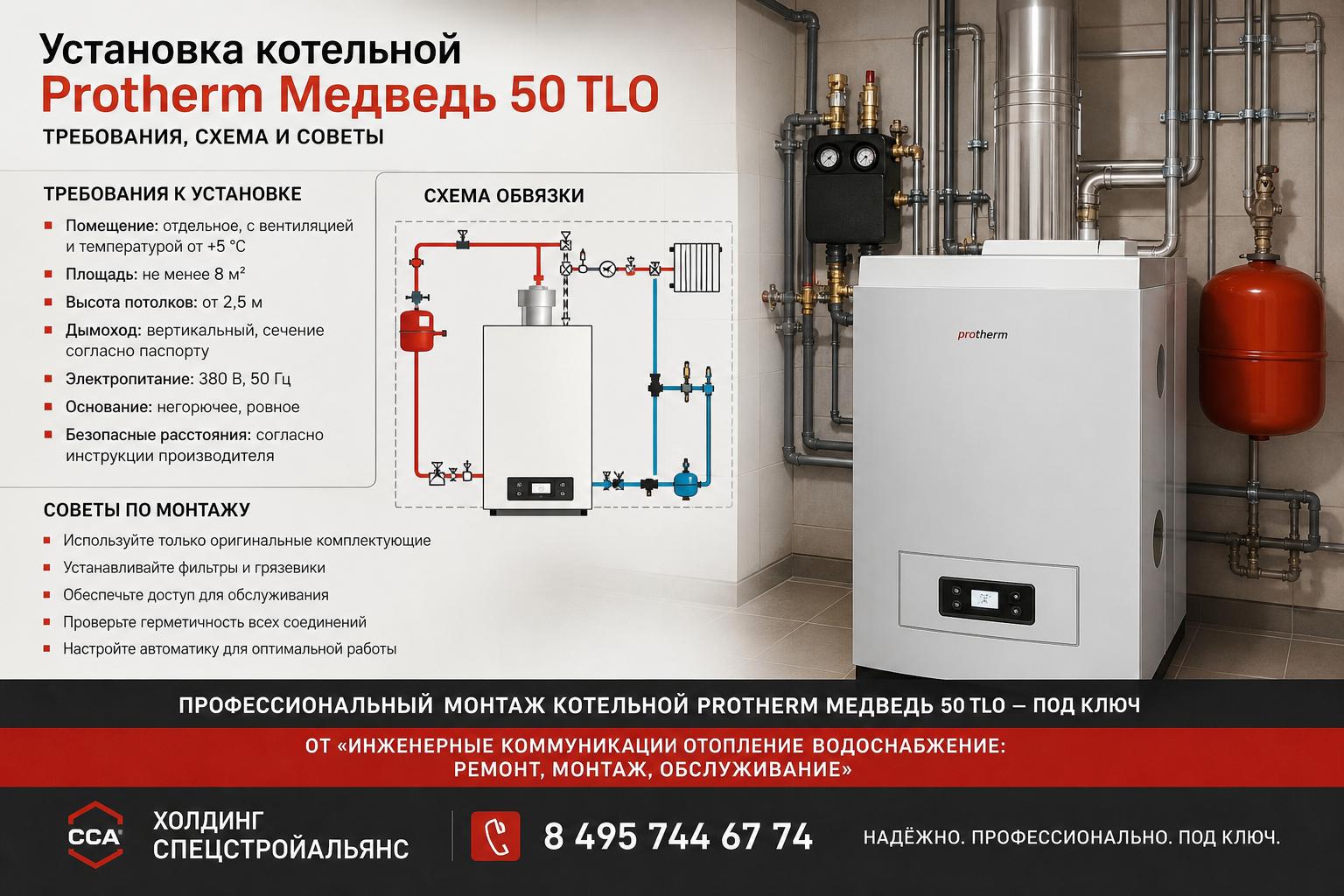 Профессиональный Монтаж котельной Protherm Медведь 50 TLO — под ключ от «Инженерные коммуникации отопление водоснабжение: ремонт, монтаж, обслуживание» Профессиональный Монтаж котельной Protherm Медведь 50 TLO — под ключ от «Инженерные коммуникации отопление водоснабжение: ремонт, монтаж, обслуживание»