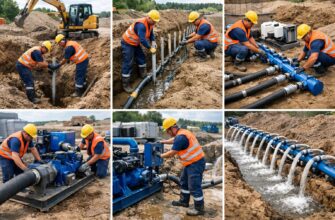 Монтаж эжекторной иглофильтровой установки