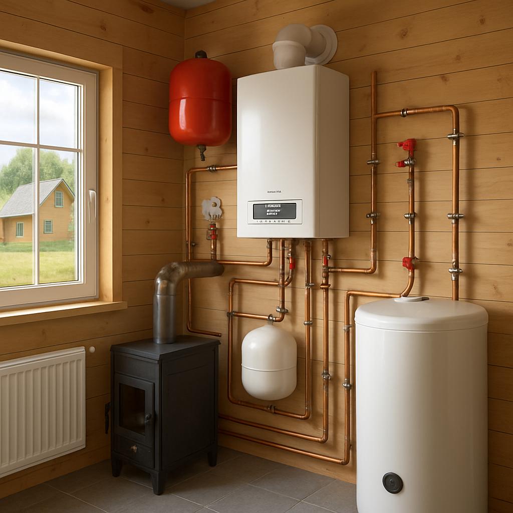 Комбинированное частное отопление дачи