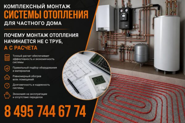 Комплексный монтаж системы отопления для частного дома