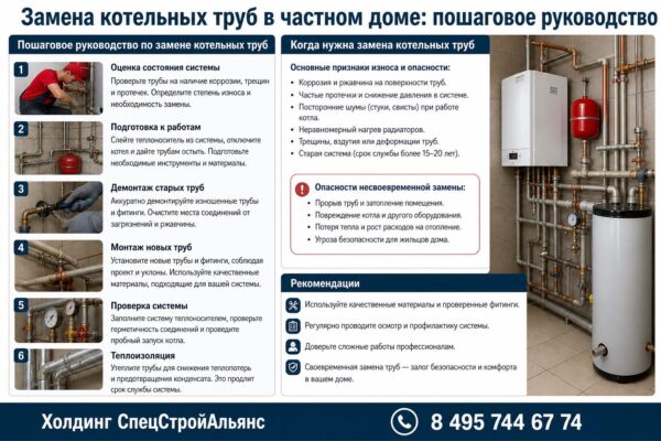 Замена котельных труб в частном доме