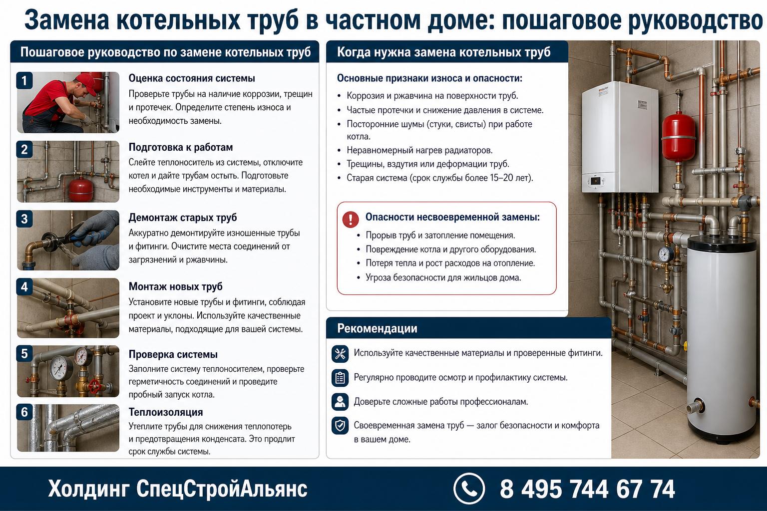 Когда нужна замена котельных труб в частном доме: признаки износа и опасности Когда нужна замена котельных труб в частном доме: признаки износа и опасности
